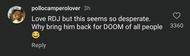 Screenshot of a comment on Marvel's Instagram post